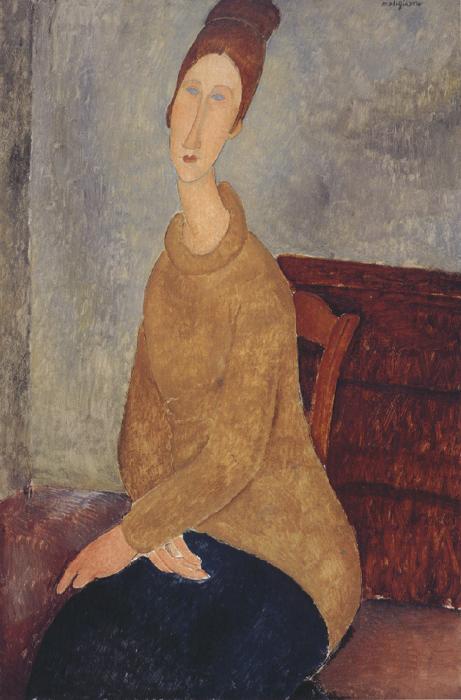 Amedeo Modigliani Jeanne Hebuterne with Yellow Sweater (mk39)